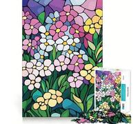 Rompecabezas de 1000 Piezas con diseño de Flores de vitral, Bordes Finos, artesanía, Juego para ejercitar la Mente, Juego Relajante, Regalo de Arte navideño (38x26cm)