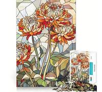 Rompecabezas de 1000 Piezas con diseño de Flores de vitral, Bordes limpios, decoración Divertida y fácil de Usar, Ideal para Navidad (38x26cm)