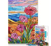 Rompecabezas de 1000 Piezas con diseño de Flores de vitral, Bordes Lisos, Juego Divertido y Relajante, Regalo de cumpleaños (38x52cm)