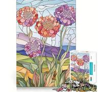 Rompecabezas de 1000 Piezas con diseño de Flores de vitral, Bordes Lisos, Juego Divertido y Relajante, Regalo de cumpleaños (50x75cm)