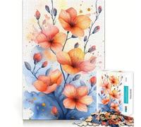 Rompecabezas de 1000 Piezas con diseño de Flores en Acuarela para Adolescentes Juego Divertido y fácil de armar Sin Espacios Entre Las Piezas Actividad Nocturna Ideal para Toda la Familia (38x26cm)
