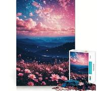 Rompecabezas de 1000 Piezas con diseño de Flores Rosas y Cielo Nocturno para Adolescentes Juguete de lógica Resistente Juego de Escape Tranquilo Bordes Transparentes Regalo de cumpleaños (50x75cm)