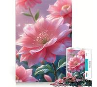 Rompecabezas de 1000 Piezas con diseño de Flores Rosas y Gotas de rocío para Adolescentes Juguete para desarrollar la Habilidad Mental y Relajarse Corte preciso (38x52cm)