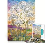Rompecabezas de 1000 Piezas con diseño de Flores Silvestres en vidrieras, Bordes, Juego cognitivo, Juego Lento, Divertido, decoración navideña (38x52cm)