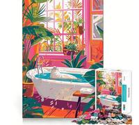 Rompecabezas de 1000 Piezas con diseño de Foca en la bañera con Plantas, Ideal para Adolescentes Rompecabezas fácil de armar Recorte Limpio Navidad (50x75cm)