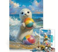 Rompecabezas de 1000 Piezas con diseño de Foca Jugando con Pelotas de Playa para Adolescentes Juguete para desarrollar la Capacidad de razonamiento y la Mente Ideal para Relajarse y como Regalo