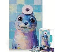 Rompecabezas de 1000 Piezas con diseño de Foca y Sombrero de Papel higiénico para Adolescentes Juego de ingenio y relajación (38x52cm)