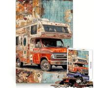 Rompecabezas de 1000 Piezas con diseño de Furgoneta Camper Vintage para Adolescentes Ideal para el Bienestar Cerebral, relajación fácil (50x75cm)