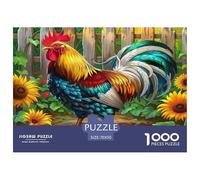 Rompecabezas de 1000 Piezas con diseño de Gallo, Valla de estacas con diseño de Gallo y Girasol, Vibrante, para Adultos, Hombres y Mujeres. Juego Educativo, desafío, 70x50cm1000pcs