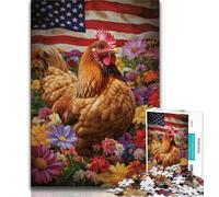 Rompecabezas de 1000 Piezas con diseño de Gallo y Bandera Estadounidense para Adultos, estimular la Inteligencia Cerebral,Juguetes adictivos para la decoración del hogar