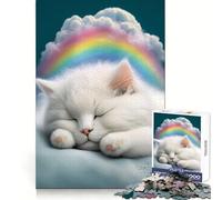 Rompecabezas de 1000 Piezas con diseño de Gatito Blanco durmiendo Ideal para Adolescentes Desarrolla la lógica es un pasatiempo Relajante y Requiere precisión (38x26cm)