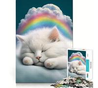 Rompecabezas de 1000 Piezas con diseño de Gatito Blanco durmiendo Juguete Que desafía la Mente Troquelado de Alta precisión Un Reto Divertido para Pasar el Tiempo (50x75cm)