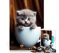 Rompecabezas de 1000 Piezas con diseño de Gatito británico de Pelo Corto,Bordes impecables,Divertido Rompecabezas,Regalo para Relajarse,Juego de cumpleaños o Regalo artístico (38x52cm)