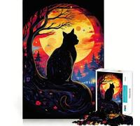 Rompecabezas de 1000 Piezas con diseño de Gato a la luz de la Luna,Corte preciso,decoración,Juego Mental,Regalo,Tiempo de Juego Tranquilo,Actividad de cumpleaños (38x26cm)