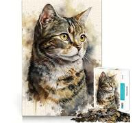 Rompecabezas de 1000 Piezas con diseño de Gato Americano de Pelo Duro para Adultos Diversión y Entrenamiento Mental Corte de precisión Bordes Lisos Actividad Absorbente para Noches tranquilas