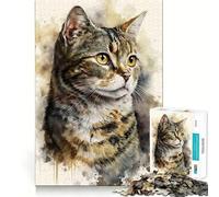 Rompecabezas de 1000 Piezas con diseño de Gato Americano de Pelo Duro para Adultos,Juego de Memoria y concentración,Ajuste, Compacto y Divertido para Jugar en Familia (38x52cm)