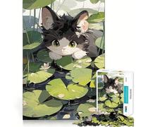 Rompecabezas de 1000 Piezas con diseño de Gato,Anime y Lago Corte preciso Divertido desafío Mental Juguete para Relajarse Juego de cumpleaños Arte y diversión (50x75cm)
