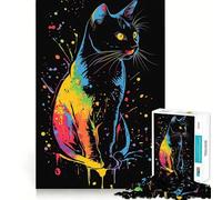 Rompecabezas de 1000 Piezas con diseño de Gato arcoíris para Adultos Juego Mental Pasatiempo en casa Bordes limpios Un Regalo Encantador (38x52cm)