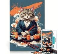 Rompecabezas de 1000 Piezas con diseño de Gato,Arte Tradicional japonés de Corte preciso,Juego de lógica y Pensamiento,Ideal para Relajarse y como Regalo de cumpleaños (38x26cm)