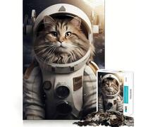 Rompecabezas de 1000 Piezas con diseño de Gato Astronauta Noruego Regalos para Adultos Mejora la Memoria y relaja Corte Premium Sorpresa cálida (50x75cm)
