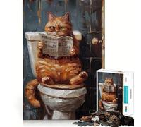 Rompecabezas de 1000 Piezas con diseño de Gato atigrado Naranja en el baño, Ideal para Adolescentes Juego Mental Juguete para el hogar Corte preciso (38x52cm)