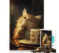 Rompecabezas de 1000 Piezas con diseño de Gato atigrado Naranja, Ideal para Adolescentes Ayuda a Mejorar la Memoria, Reduce el estrés y Permite un Corte Suave Regalo artístico (38x26cm)