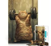 Rompecabezas de 1000 piezas con diseño de gato atigrado naranja levantando objetos, ideal para adolescentes, para desarrollar la mente y disfrutar en familia Bordes precisos Regalo memorable (38x26cm)