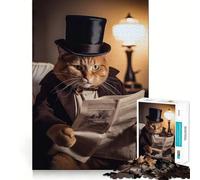 Rompecabezas de 1000 Piezas con diseño de Gato atigrado Naranja Leyendo, Juguete Inteligente para Adultos, Actividad en el hogar, Corte preciso, decoración de Pared (38x52cm)