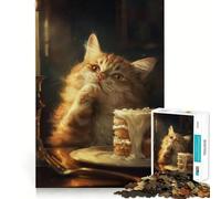 Rompecabezas de 1000 Piezas con diseño de Gato atigrado Naranja Regalos para Adultos Juego de ingenio Diversión y Ocio Calidad Precioso Regalo (50x75cm)