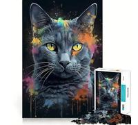 Rompecabezas de 1000 Piezas con diseño de Gato Azul Ruso para Adultos Fortalece la Memoria Ideal para Jugar en Grupo Bordes limpios Regalo Elegante (38x52cm)