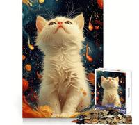 Rompecabezas de 1000 Piezas con diseño de Gato Blanco en Arte Abstracto para Adultos Estimula la función cognitiva estimula la Mente y Permite una escapada Relajante Fiestas!