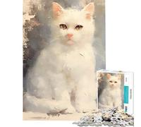 Rompecabezas de 1000 Piezas con diseño de Gato Blanco Un desafío para la Inteligencia y el Cerebro Juguetes adictivos Juegos relajantes decoración Perfecta Regalos de Amigo Invisible (tamaño 38x26cm)