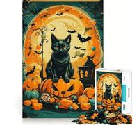 Rompecabezas de 1000 Piezas con diseño de Gato Calabaza para Adolescentes Ideal para estimular la Memoria, Jugar y Relajarse Bordes Ajustados Regalo Premium (38x52cm)