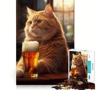 Rompecabezas de 1000 Piezas con diseño de Gato,Cerveza,Pub o Bar,Ajuste, Arte,desafío Mental,Juguete,Juego Divertido para el Tiempo Libre,Regalo de cumpleaños (38x52cm)