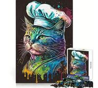 Rompecabezas de 1000 Piezas con diseño de Gato Chef para Adolescentes Recall Power Cozy Downtime Firm Interlock Lovely Gift (38x52cm)