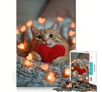 Rompecabezas de 1000 Piezas con diseño de Gato con Luces en Forma de corazón Ideal para divertirse,estimular la Mente y Jugar tranquilamente Regalo de cumpleaños (38x52cm)