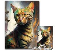 Rompecabezas de 1000 Piezas con diseño de Gato de Bengala para Adultos. Rompecabezas imposibles para Fiestas, cumpleaños y Noches de Juegos en Familia. 50x75cm/19,68x29,52 Pulgadas.