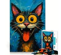 Rompecabezas de 1000 Piezas con diseño de Gato de Dibujos Animados con rasgos exagerados Corte Impecable Diversión lógica Juguete Divertido Juego Gratuito Actividad de cumpleaños (50x75cm)