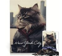 Rompecabezas de 1000 Piezas con diseño de Gato de la colección de Moda Invernal de Nueva York para Adolescentes Entrenamiento Inteligente,Escape Tranquilo,Corte Impecable,Regalo Memorable (50x75cm)