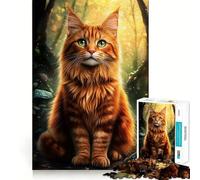Rompecabezas de 1000 Piezas con diseño de Gato del Bosque Noruego en el Bosque, Ideal para Adolescentes Juguete de lógica Clara, Ligero y Relajante Corte Perfecto Regalo conmovedor (38x52cm)