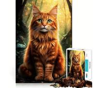 Rompecabezas de 1000 Piezas con diseño de Gato del Bosque Noruego en el Bosque para Adultos Ideal para Mejorar la Memoria, Relajarse y divertirse Corte Firme Fiestas (50x75cm)