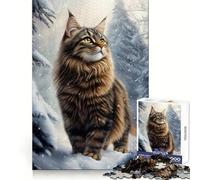 Rompecabezas de 1000 Piezas con diseño de Gato del Bosque Noruego en Invierno para Adolescentes Juego Mental Juguete para el hogar Corte preciso (38x52cm)