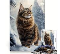 Rompecabezas de 1000 Piezas con diseño de Gato del Bosque Noruego en Invierno para Adultos Juguete Inteligente para el hogar Decoración de Pared con Corte preciso (38x26cm)