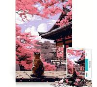 Rompecabezas de 1000 Piezas con diseño de Gato en jardín Zen,Arte pixelado,Corte preciso,Juego Creativo para ejercitar la Mente,Tiempo de Juego Tranquilo,Regalo de cumpleaños para Aficionados 38x26cm