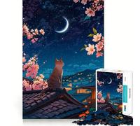 Rompecabezas de 1000 Piezas con diseño de Gato en la azotea para Adultos: Ayuda a Mejorar la Memoria, Calma la Mente y fomenta el diseño Creativo Regalo Ideal (38x26cm)