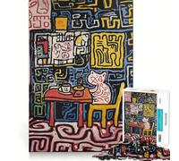 Rompecabezas de 1000 Piezas con diseño de Gato en una cafetería, Estilo Pop Art, para Adolescentes Fácil de armar Ideal para el Ocio Corte Limpio Navidad (38x26cm)