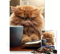 Rompecabezas de 1000 Piezas con diseño de Gato Enojado Tomando café Ideal para Adolescentes Ayuda a Mejorar la Memoria y a Relajarse fácilmente Regalar en Vacaciones (38x26cm)