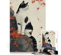 Rompecabezas de 1000 Piezas con diseño de Gato Entre Hojas de otoño para Adultos Ideal para el Bienestar Mental y para Disfrutar de un Tiempo Bien aprovechado Perfecto como Regalo de cumpleaños