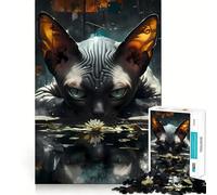 Rompecabezas de 1000 Piezas con diseño de Gato esfinge y nenúfar para Adolescentes Juguete de lógica y Rompecabezas Diversión Garantizada Corte de precisión Regalo Elegante 50x75cm