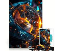 Rompecabezas de 1000 Piezas con diseño de Gato Espacial Astronauta para Adolescentes Ideal para estimular la Memoria, calmar y Relajarse (38x52cm)